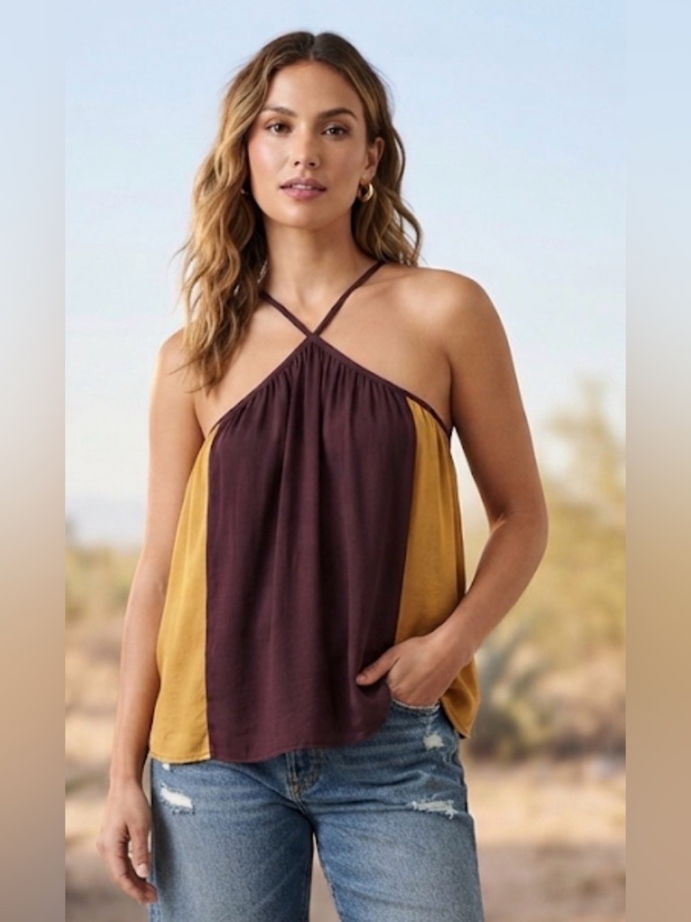 Banana Republic Factory Colorblock Halter Top